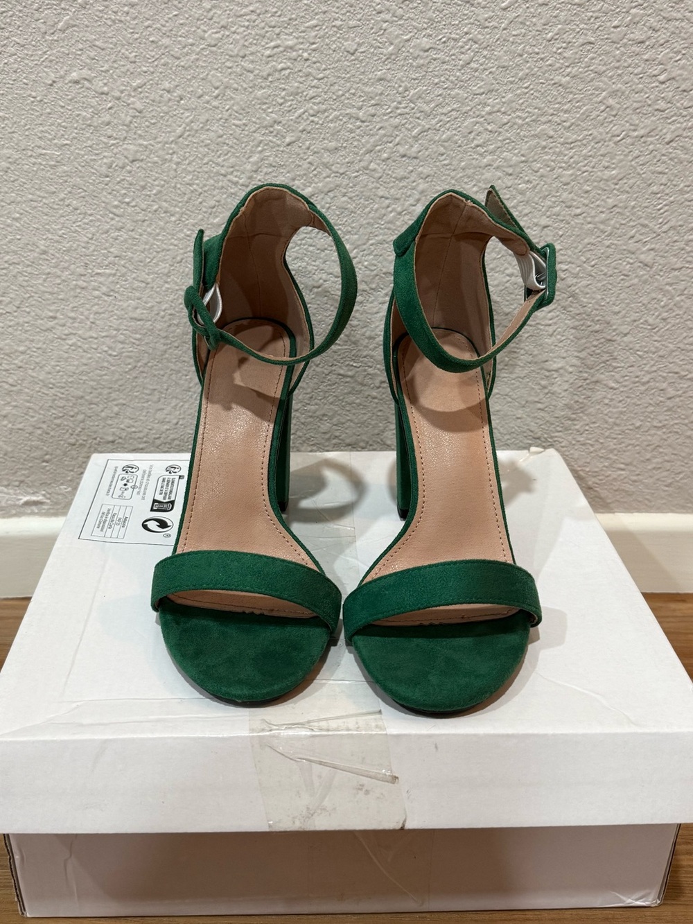 jcpenney Green Ankle-Strap Suede-Look Heeled Sandals